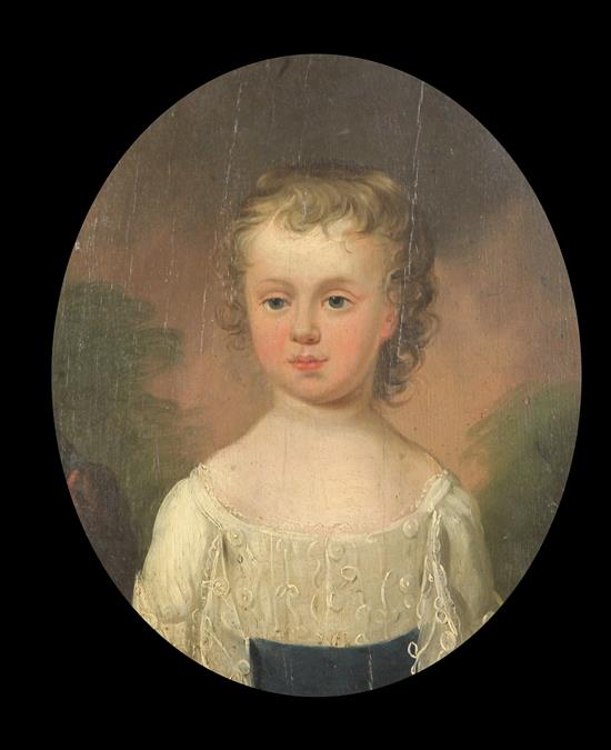 English School c.1800 Portraits of children ovals, 12.5 x 10.5in.